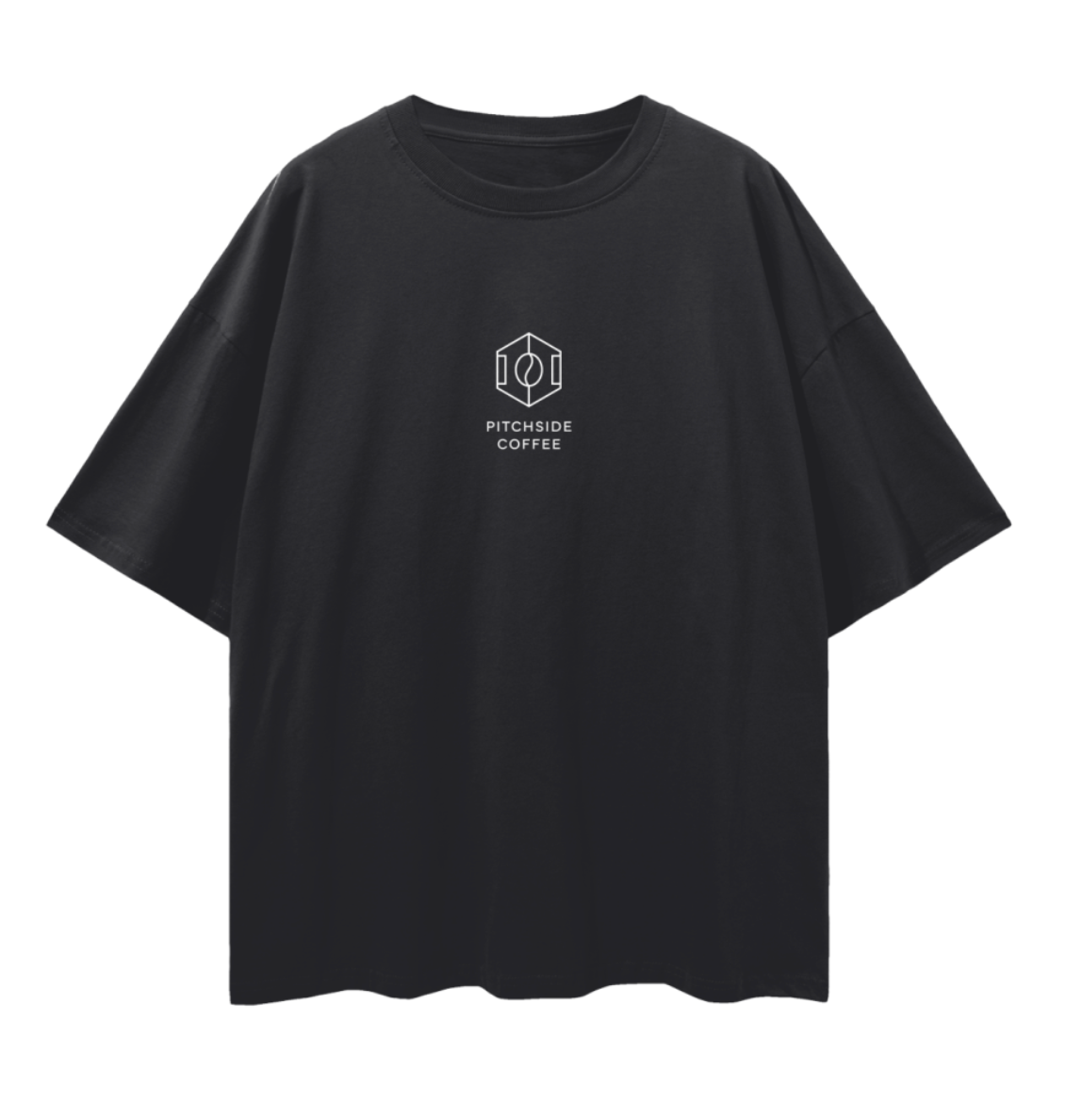 Black Drop-Shoulder Hexagon Field Logo Tee