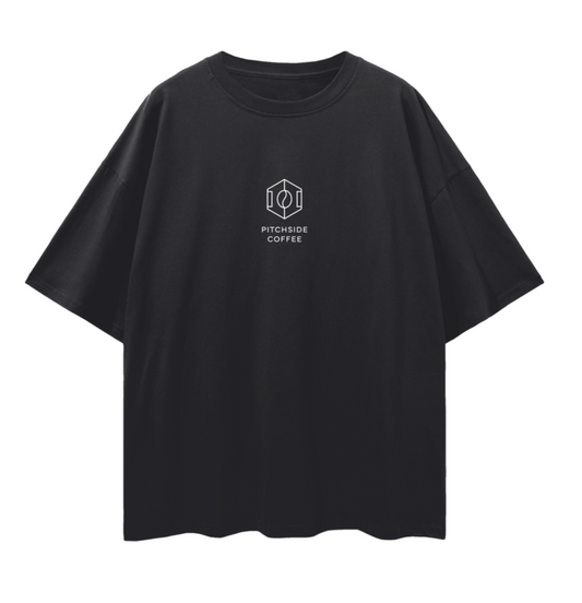 Black Drop-Shoulder Hexagon Field Logo Tee