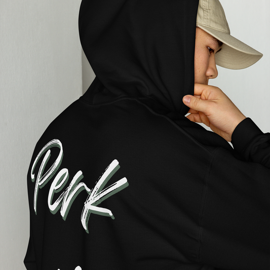 Perk Up! Embroidered Black Unisex Hoodie