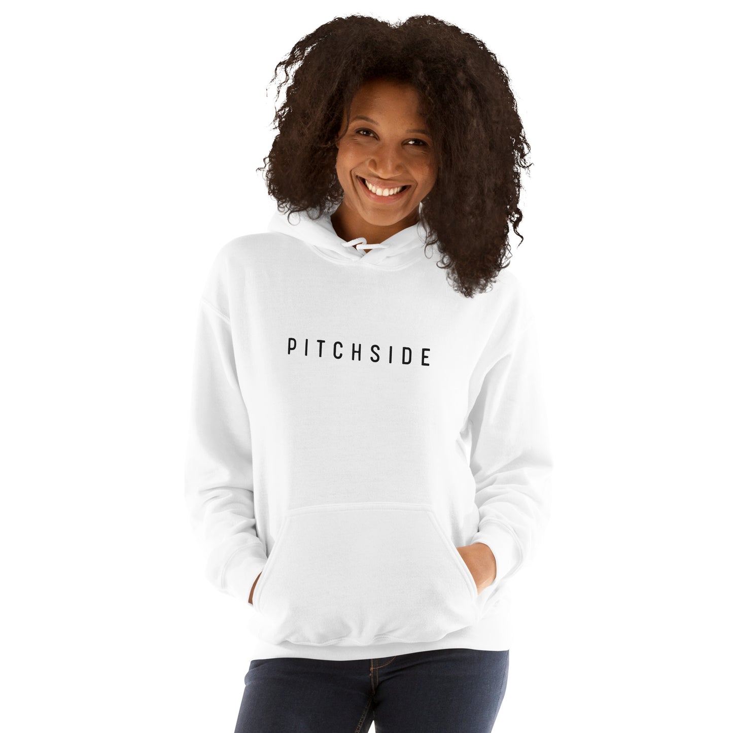 Basic Embroidered Pitchside Unisex Hoodie- White